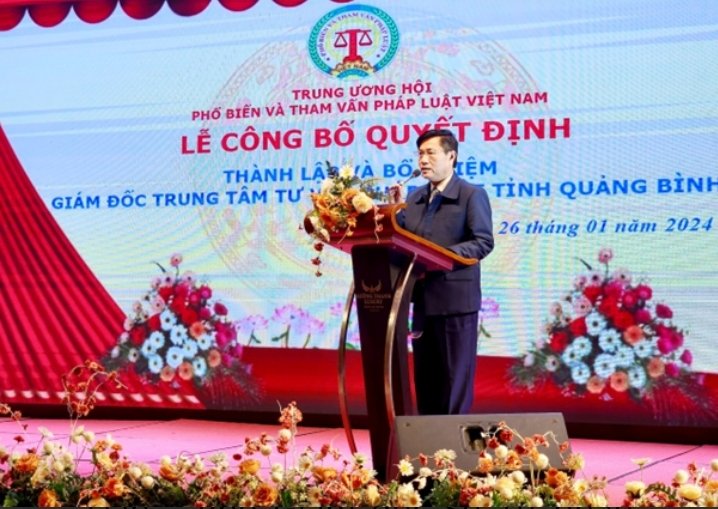 Công bố Quyết định bổ nhiệm Giám đốc Trung tâm Tư vấn Pháp luật tỉnh Quảng Bình