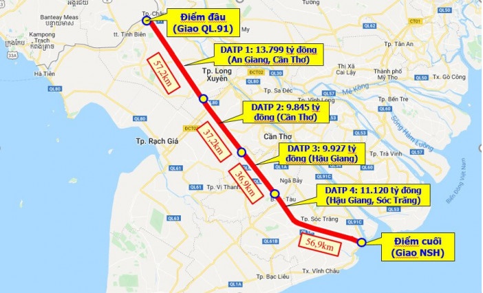 Quốc hội đồng ý đầu tư gần 200km đường bộ cao tốc Châu Đốc - Cần Thơ - Sóc Trăng
