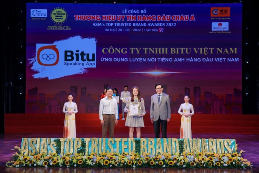 Ứng dụng Bitu được vinh danh tại 'Thương hiệu uy tín hàng đầu châu Á 2022'