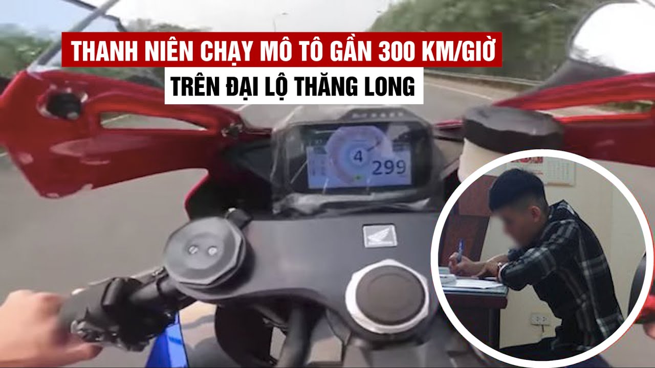 Ớn lạnh thanh niên chạy mô tô gần 300 km/giờ trên đại lộ Thăng Long