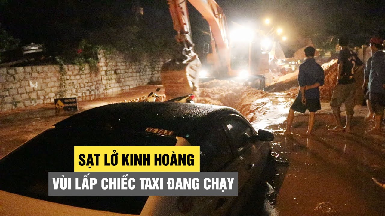 Sạt lở cát kinh hoàng ở Mũi Né, cát tràn xuống đường vùi lấp cả taxi