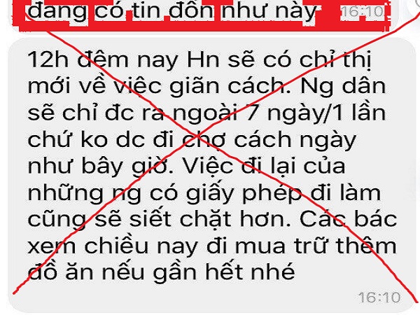 Hà Nội: Thông tin người dân chỉ được ra ngoài 7 ngày/1 lần là “tin giả”