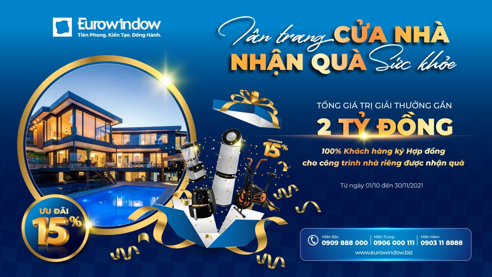 Eurowindow khuyến mãi lớn, tặng quà khủng trong CT “Tân trang cửa nhà – Nhận quà sức khỏe”