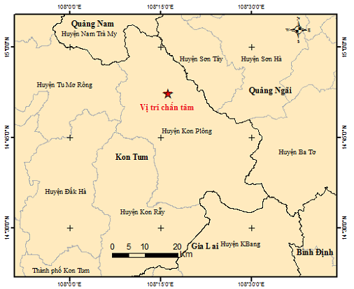 Liên tiếp 3 trận động đất xảy ra tại Kon Tum