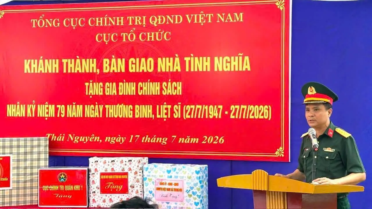 Cục Tổ chức, Tổng cục chính trị QĐND Việt Nam khánh thành, bàn giao nhà tình nghĩa tại xã Trung Hội, tỉnh Thái Nguyên