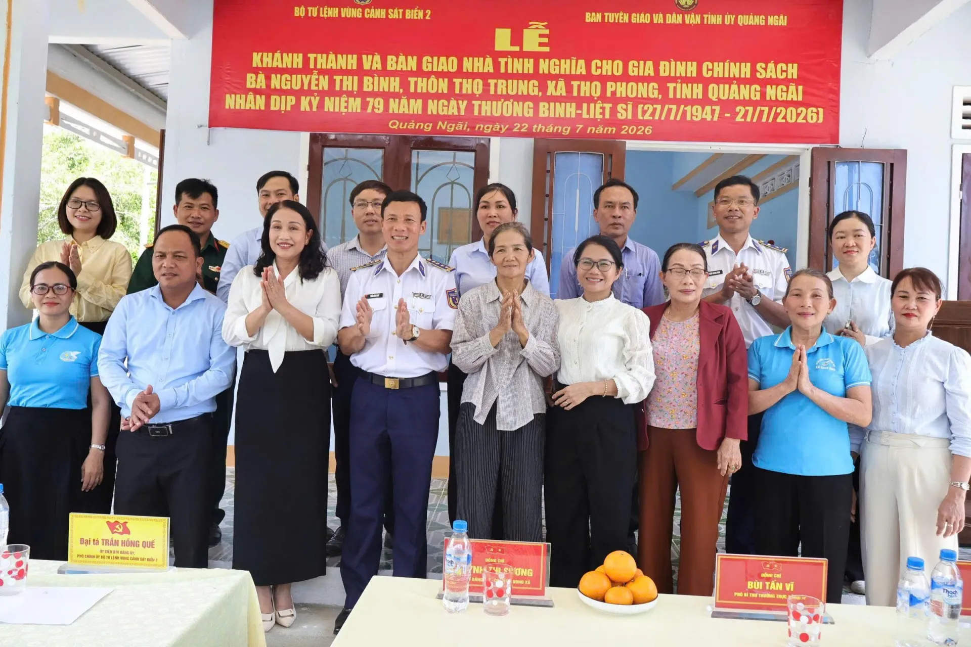 Vùng Cảnh sát biển 2 trao nhà tình nghĩa, tri ân người có công tại Quảng Ngãi