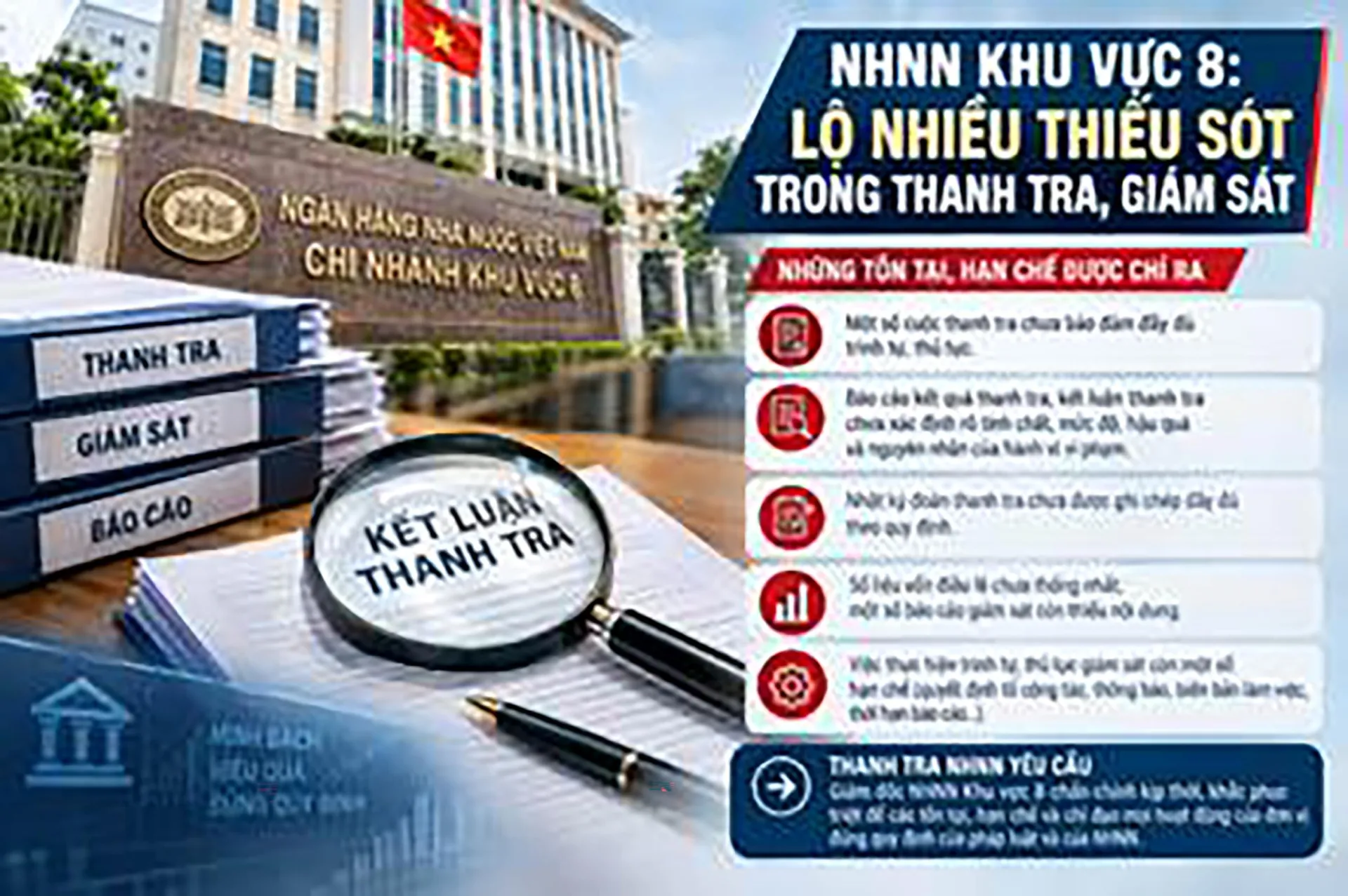 NGÂN HÀNG NHÀ NƯỚC KHU VỰC 8: Nhiều thiếu sót trong thanh tra, giám sát