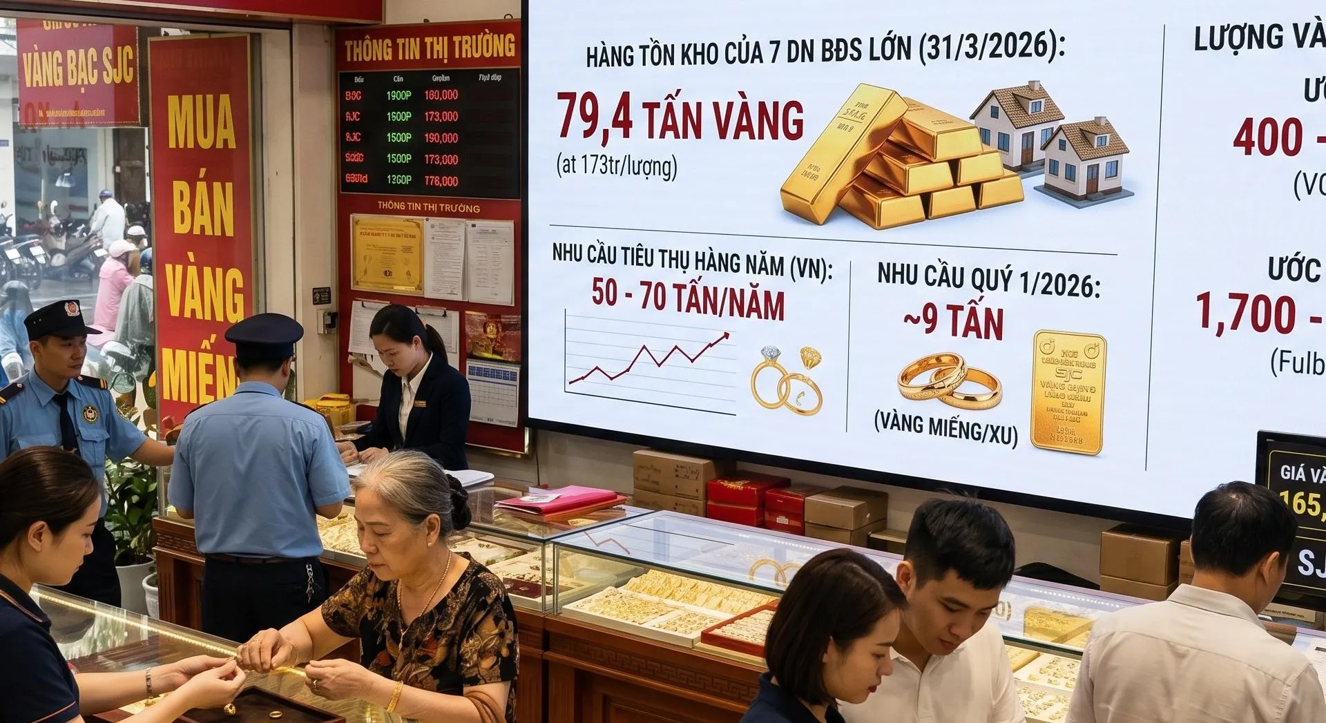 Hàng tồn kho của loạt đại gia bất động sản lớn cỡ nào nếu quy sang vàng?