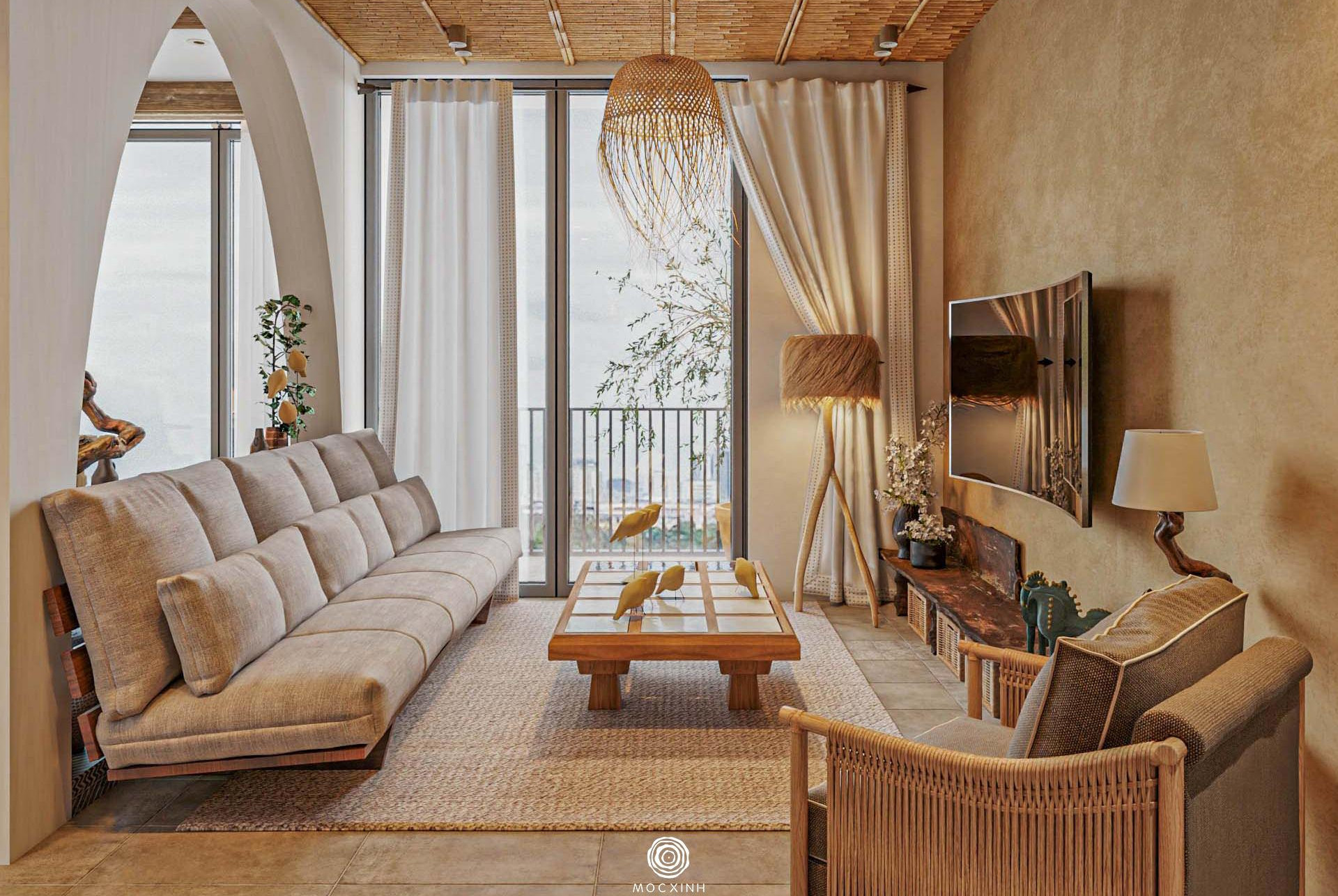 Phong cách Wabi-sabi trong thiết kế căn hộ 01 ngủ