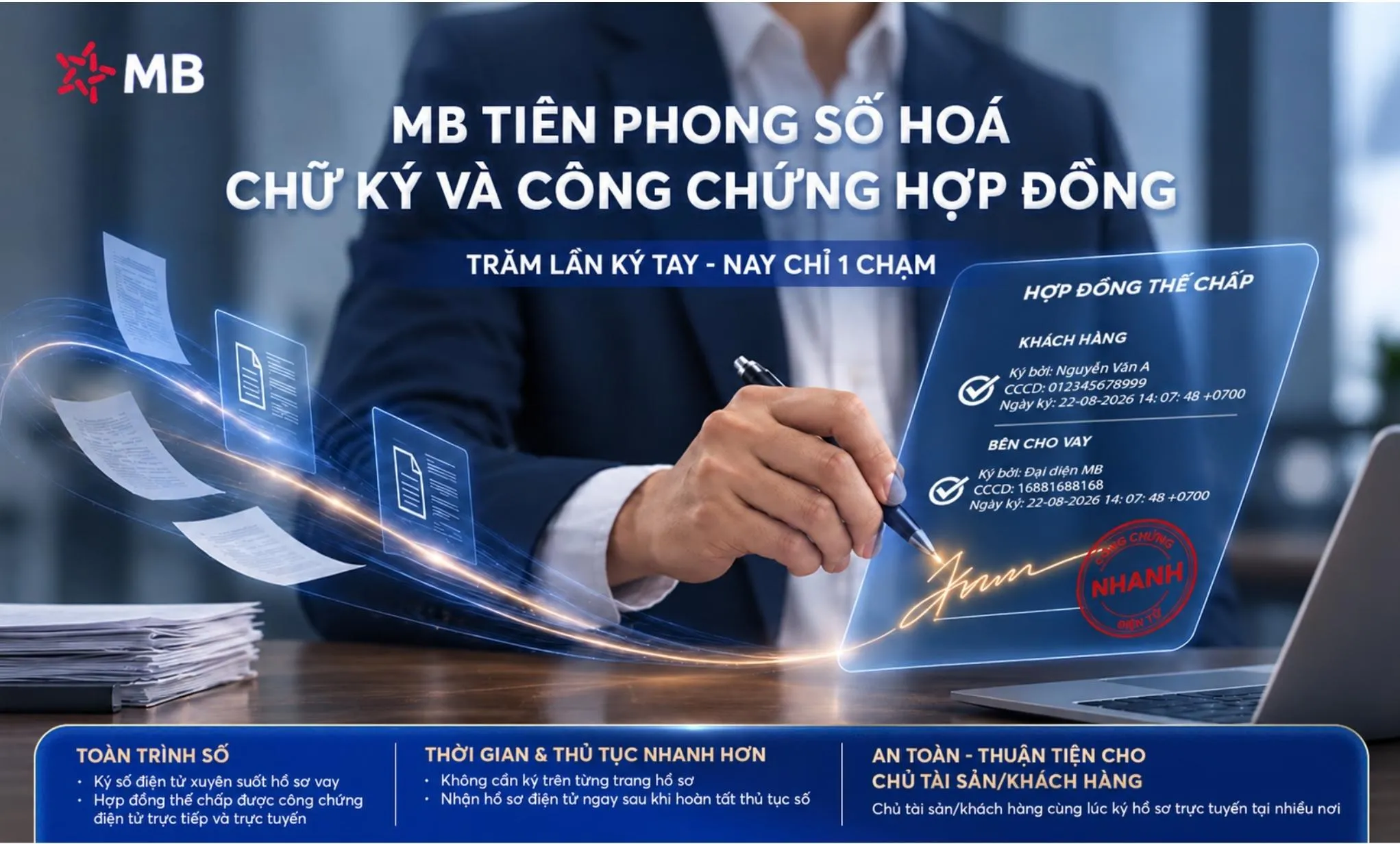 Ngân hàng TMCP Quân đội MB tiên phong ký số: Trăm lần ký tay – nay chỉ 1 chạm