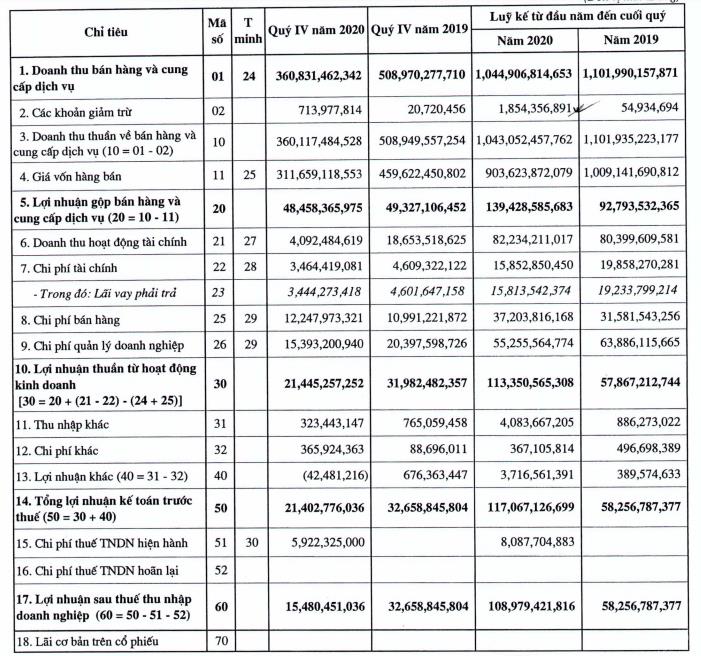Cơ kh&iacute; Đ&ocirc;ng Anh Licogi (CKD): Năm 2020 LNST đạt 109 tỷ đồng tăng 88% so với c&ugrave;ng kỳ - Ảnh 1.
