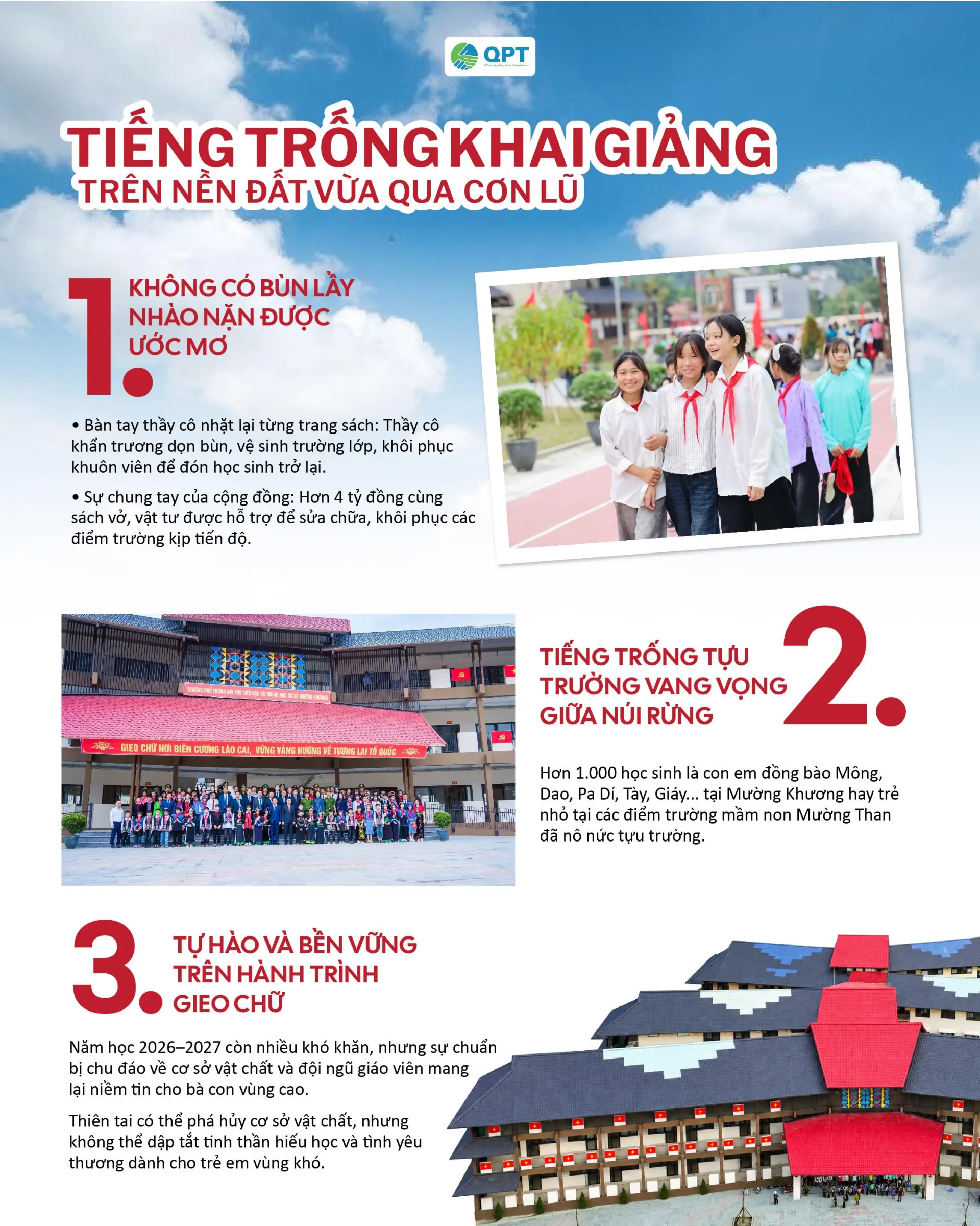 Tiếng trống khai giảng trên nền đất vừa qua cơn lũ: Nụ cười bừng sáng giữa núi rừng vùng cao