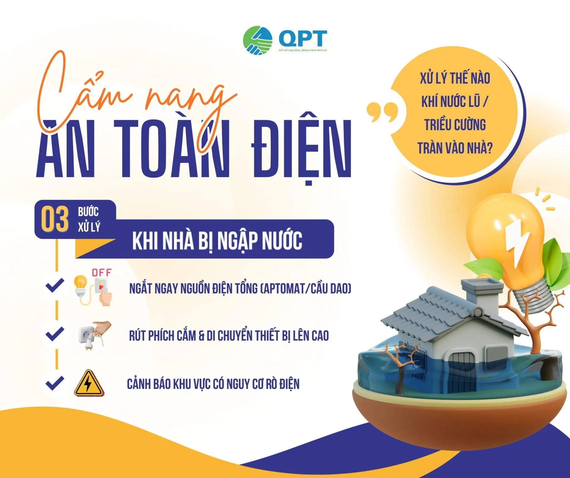 Cẩm nang an toàn điện: xử lý khi nước lũ, triều cường tràn vào nhà?