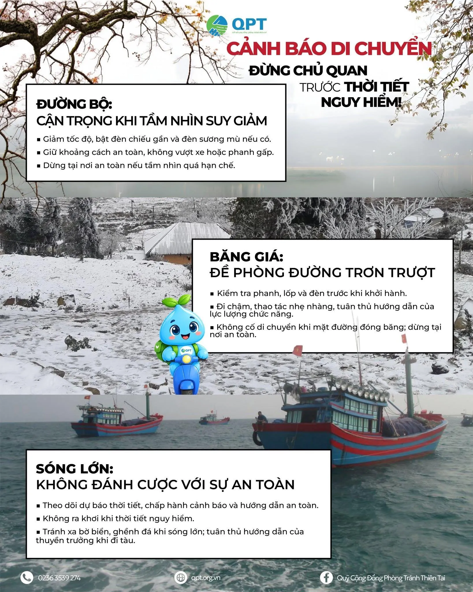 Cảnh báo sương mù, băng giá và sóng biển lớn: Hướng dẫn an toàn khi di chuyển