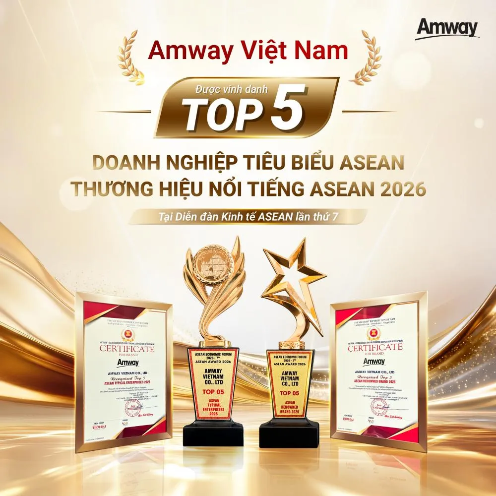 Amway Việt Nam được vinh danh TOP 5 Doanh nghiệp tiêu biểu ASEAN và TOP 5 thương hiệu sản phẩm nỗi tiếng ASEAN 2026