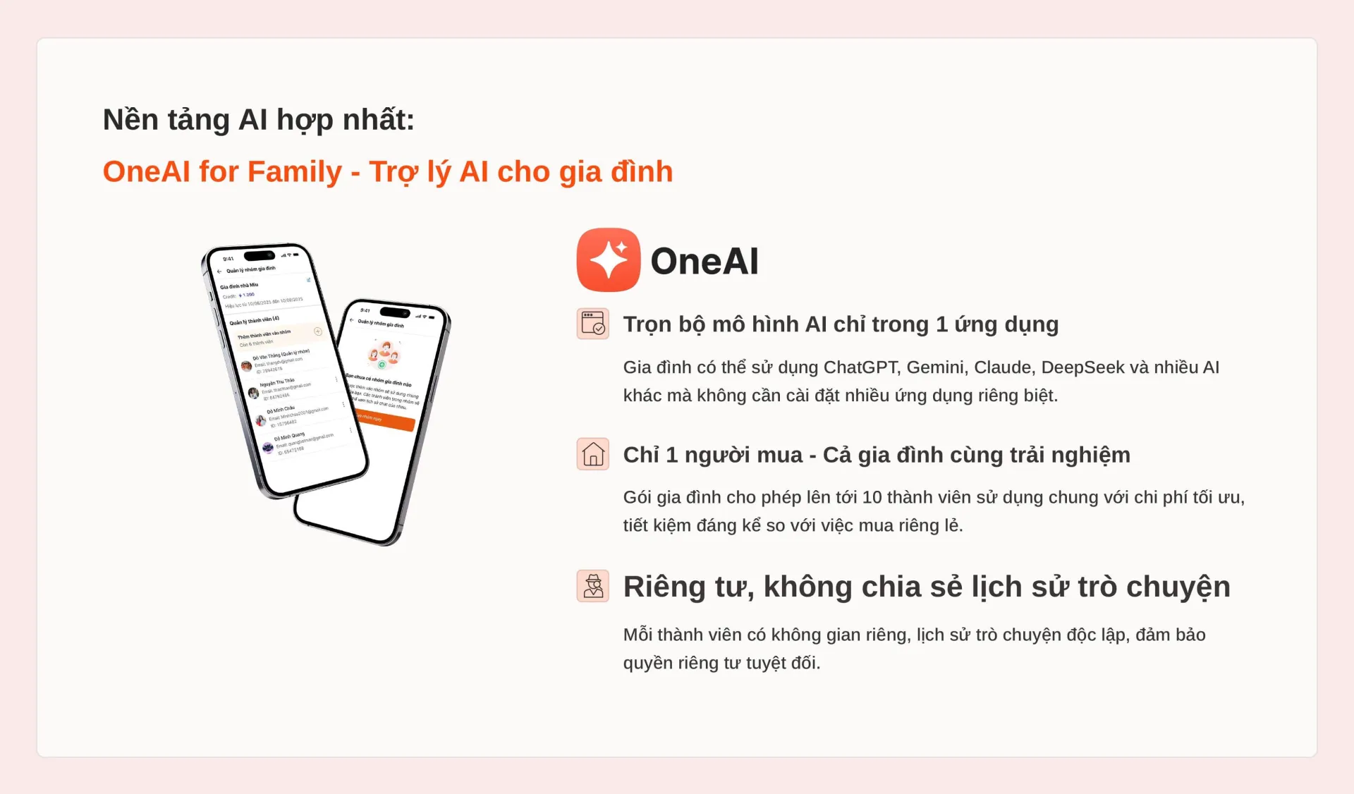 MISA AMIS OneAI là nền tảng AI hợp nhất tiên phong “Make in VietNam” dành cho doanh nghiệp, đơn vị nhà nước, trường đại học, bệnh viện, hộ kinh doanh,... và gia đình được phát triển dựa trên sứ mệnh đồng hành cùng Chính phủ phổ cập AI. 