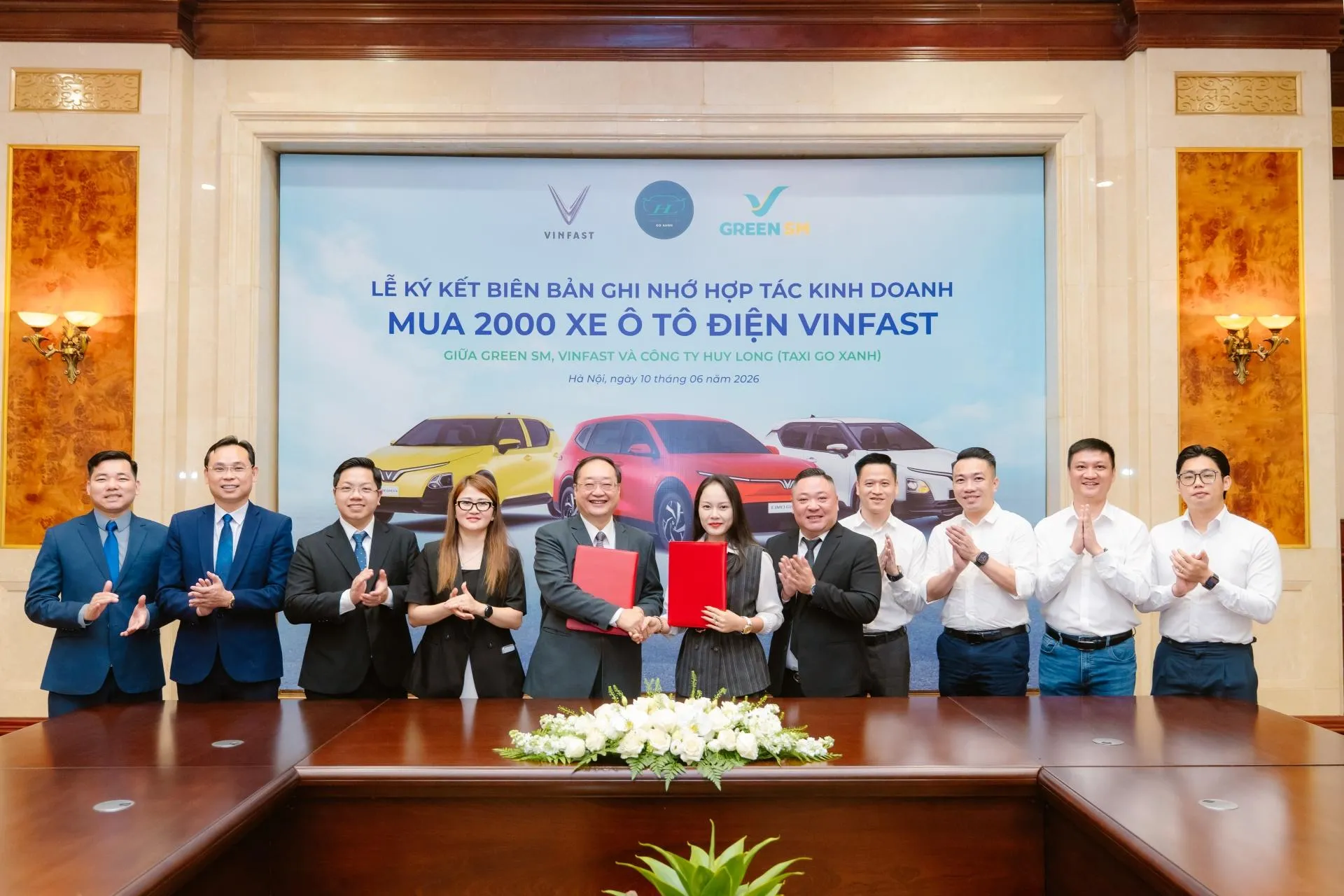 Công ty Huy Long hợp tác với Green SM đưa 2.000 ô tô điện Vinfast vào kinh doanh dịch vụ vận tải