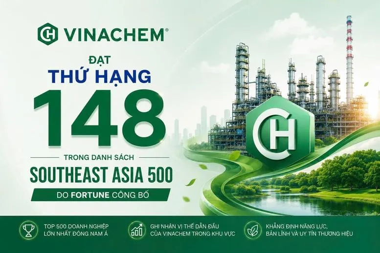 Vinachem được vinh danh trong bảng xếp hạng 500 doanh nghiệp hàng đầu Đông Nam Á năm 2026