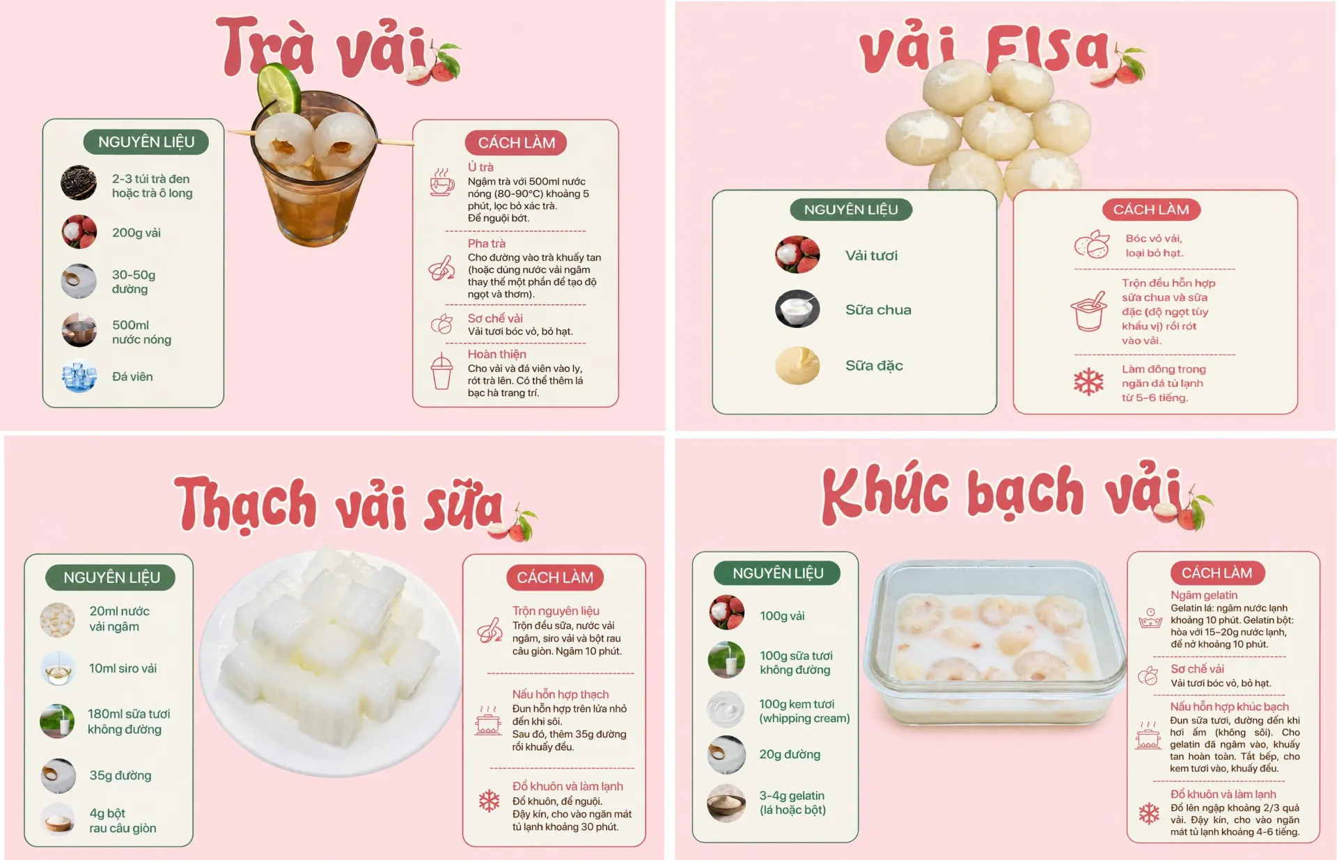 4 món tráng miệng chế biến từ quả vải giải nhiệt trên “bàn tiệc” vào mùa hè