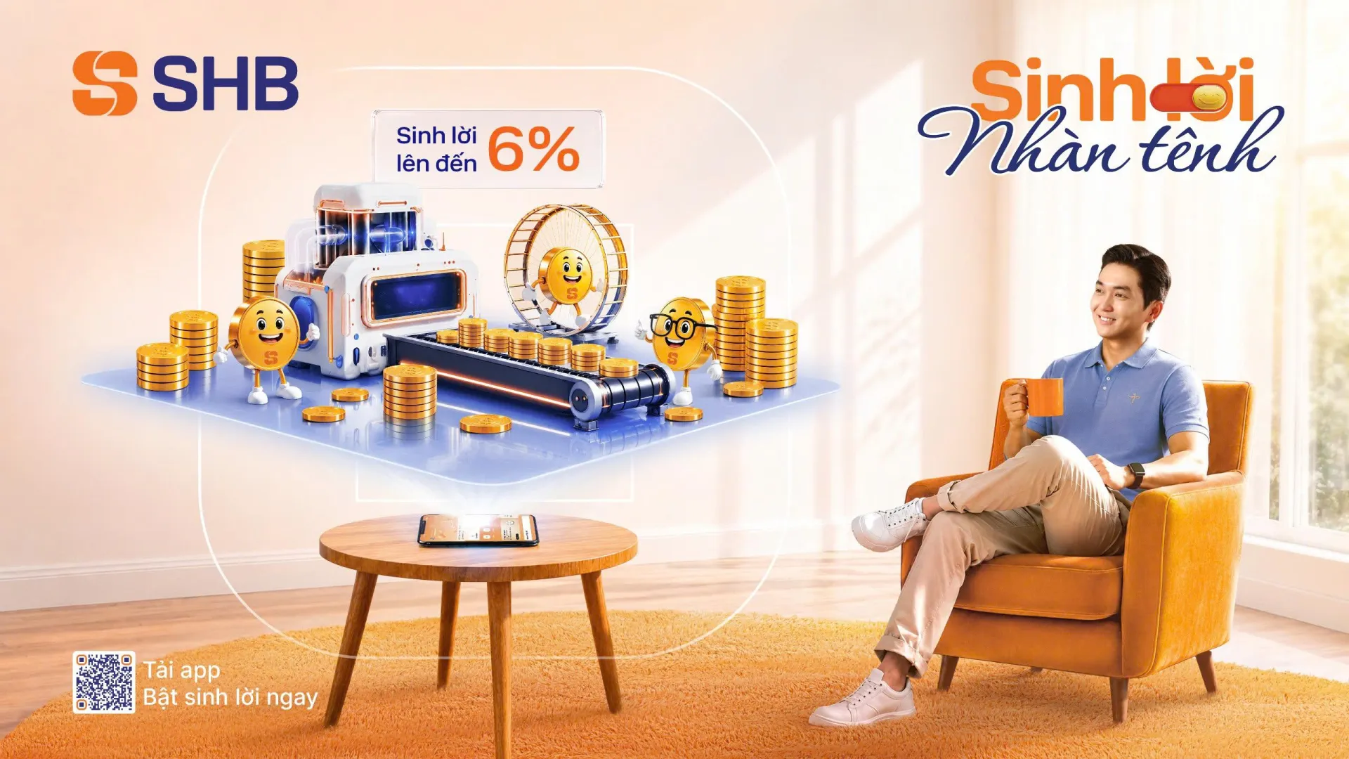 SHB SAHA ra mắt tính năng 'Sinh lời nhàn tênh': Tự động sinh lời tới 6%/năm