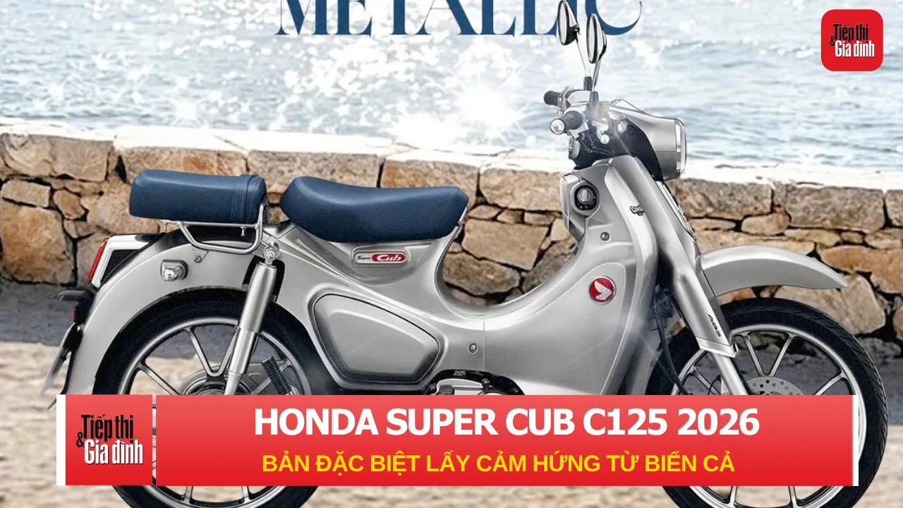 Honda Super Cub C125 2026: Bản đặc biệt lấy cảm hứng biển cả, giá khoảng 78 triệu.