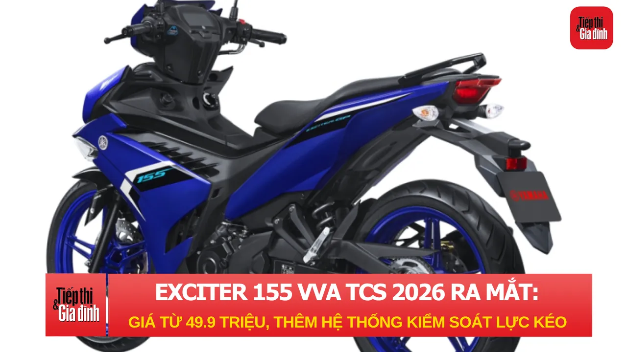 Exciter 155 VVA TCS 2026 ra mắt: Giá từ 49,9 triệu, thêm hệ thống kiểm soát lực kéo 'đe dọa' đối thủ