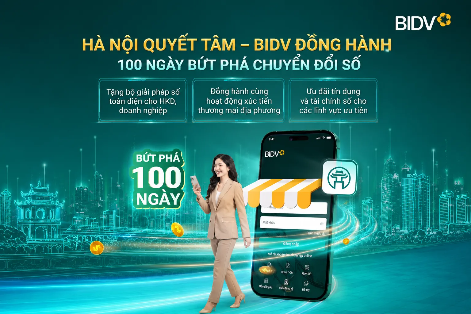 “100 ngày chuyển đổi số” tại Thủ đô: BIDV và những giải pháp trợ lực công nghệ, tài chính