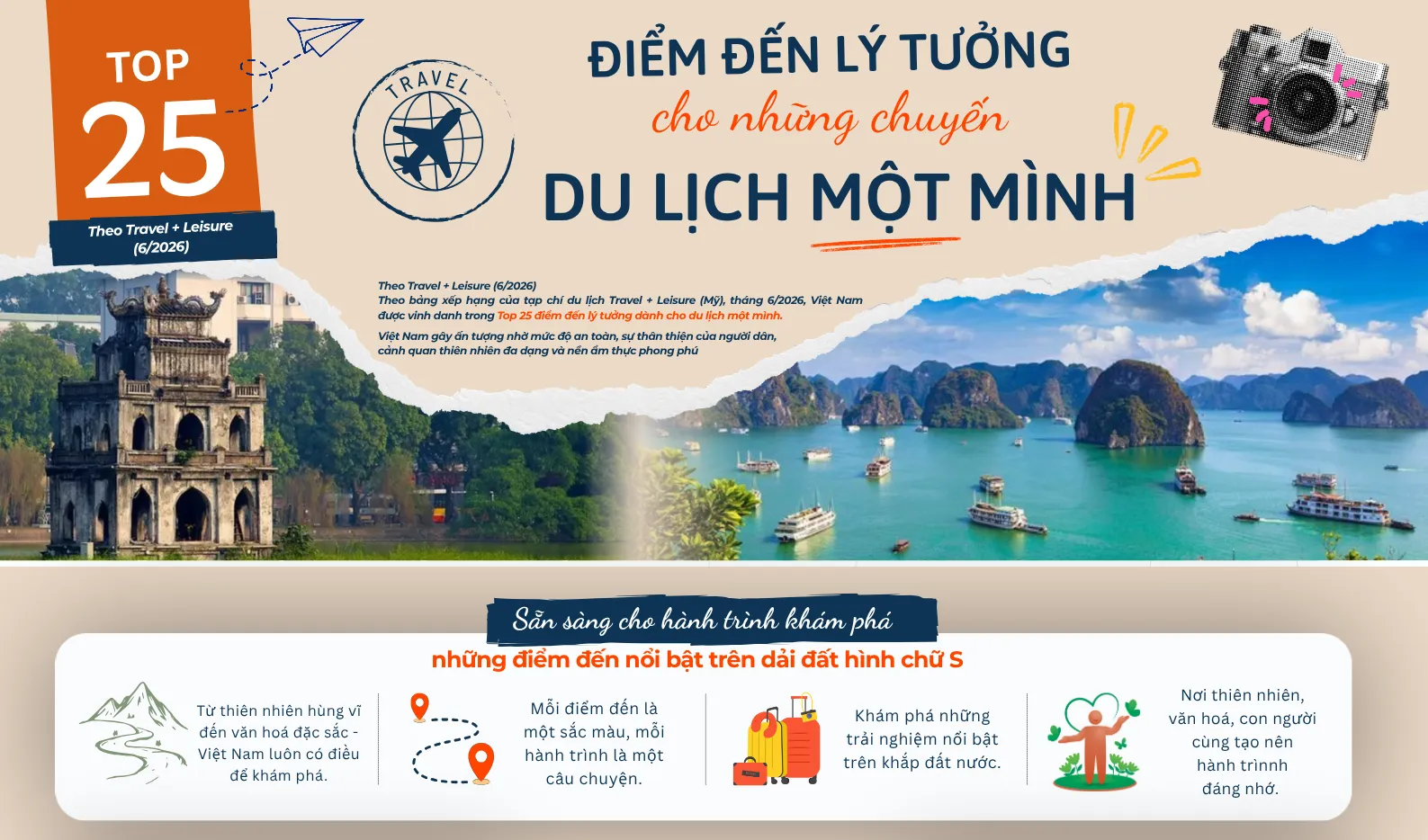Việt Nam lọt top điểm đến lý tưởng cho những người thích du lịch một mình