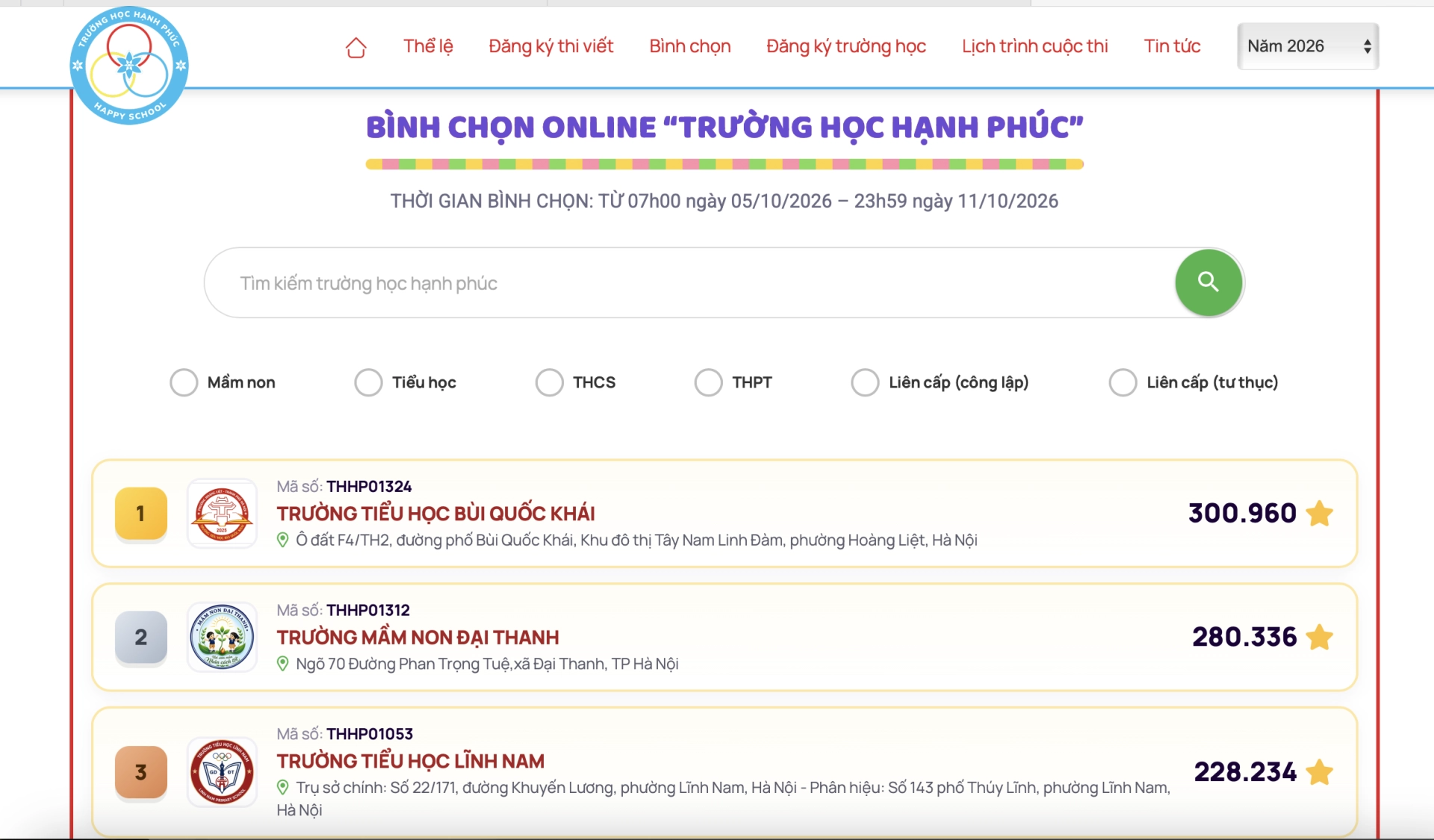 “Trường học hạnh phúc 2026': Trường tiểu học Bùi Quốc Khái vượt mốc 300.000 lượt bình chọn
