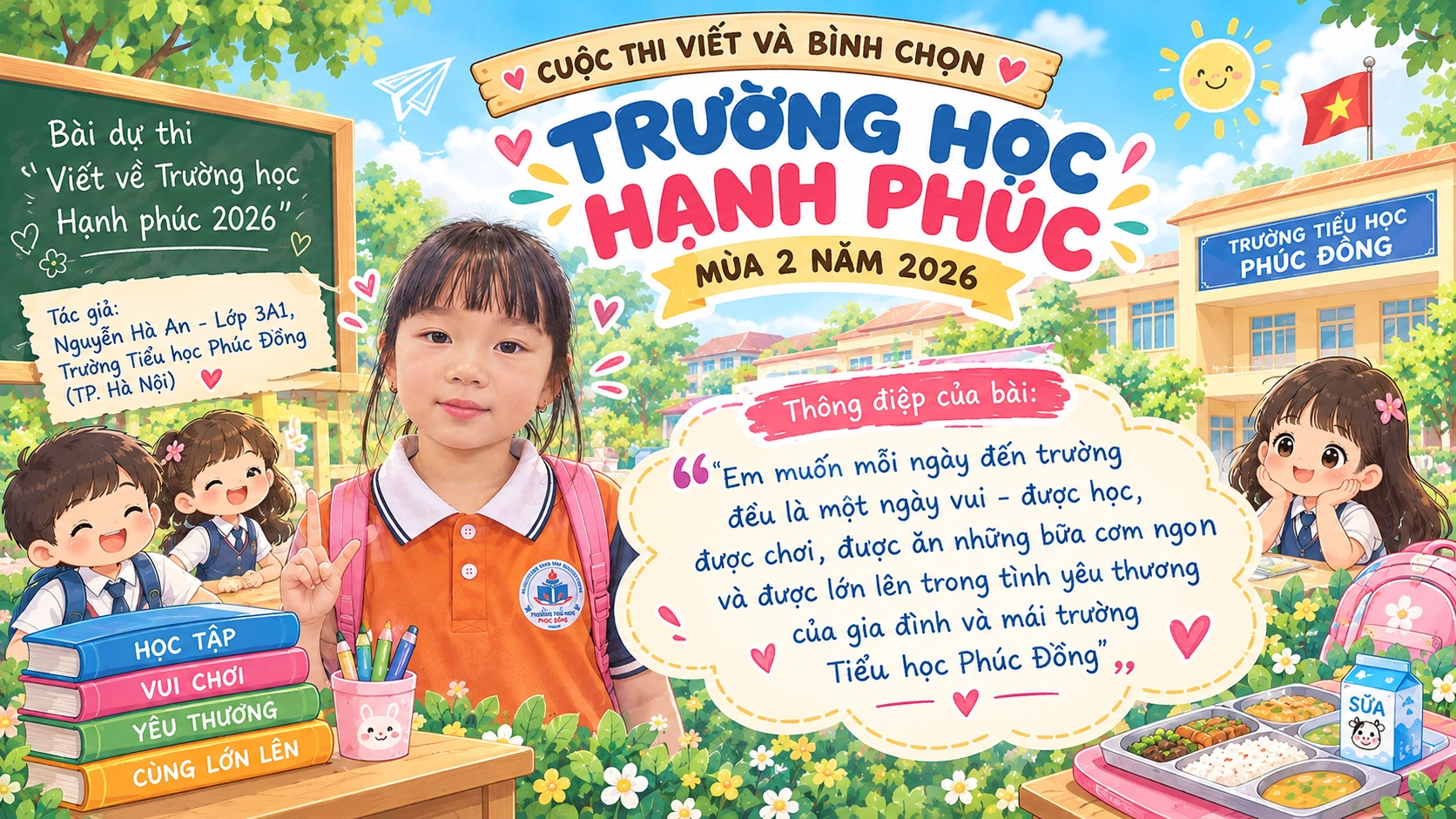 Bữa cơm yêu thương dưới mái trường Tiểu học Phúc Đồng
