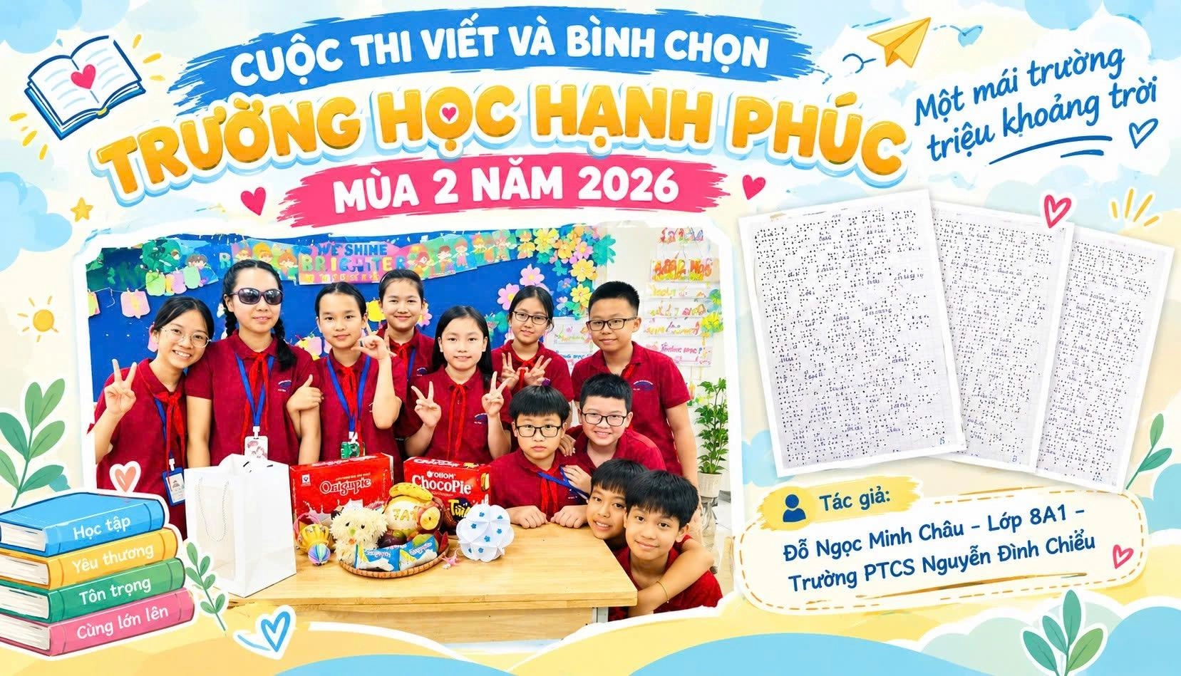 7 trang viết xúc động bằng chữ nổi của nữ sinh lớp 8