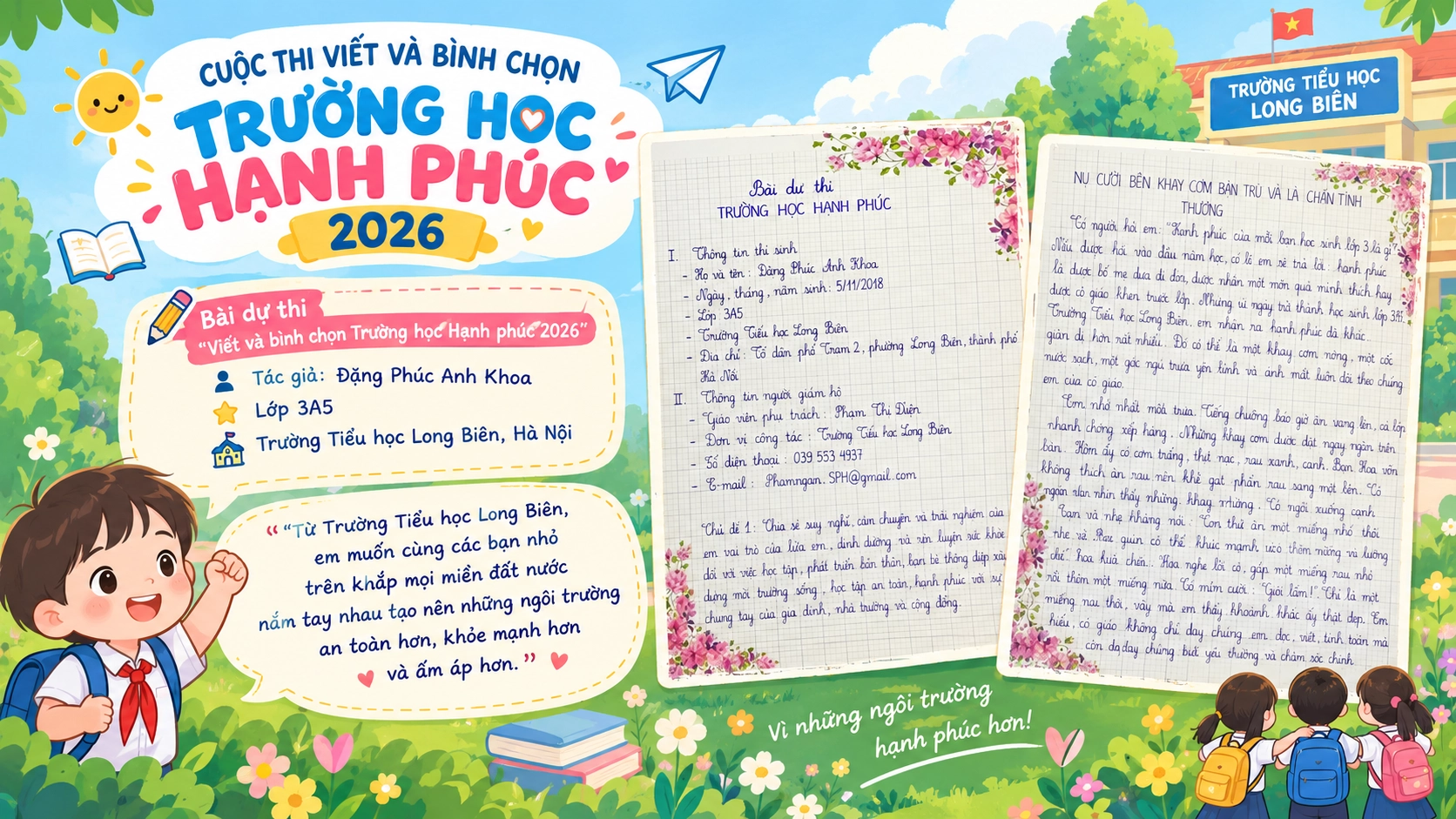 Nụ cười bên khay cơm bán trú và lá chắn tình thương
