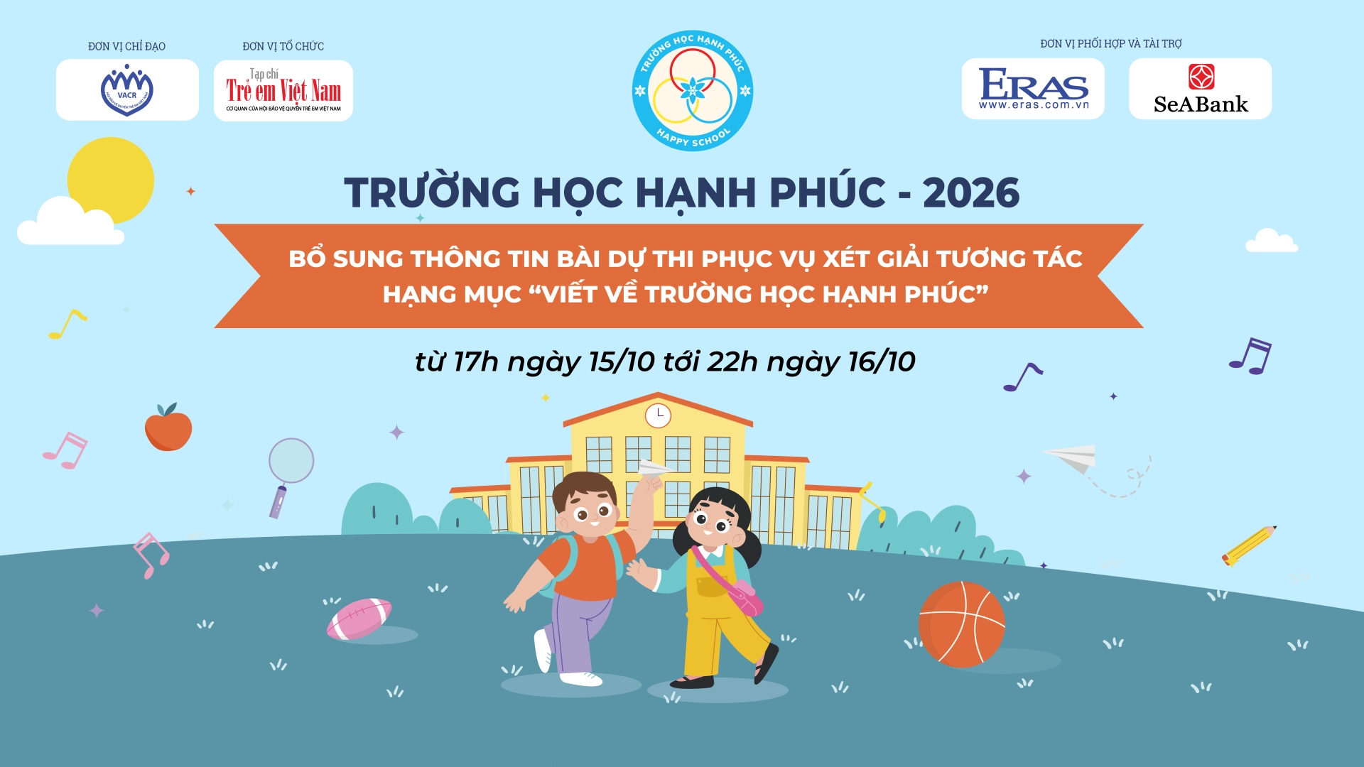 Trường học Hạnh phúc 2026: Thông báo cập nhật thông tin Giải tương tác trên Diễn đàn trẻ em Việt Nam