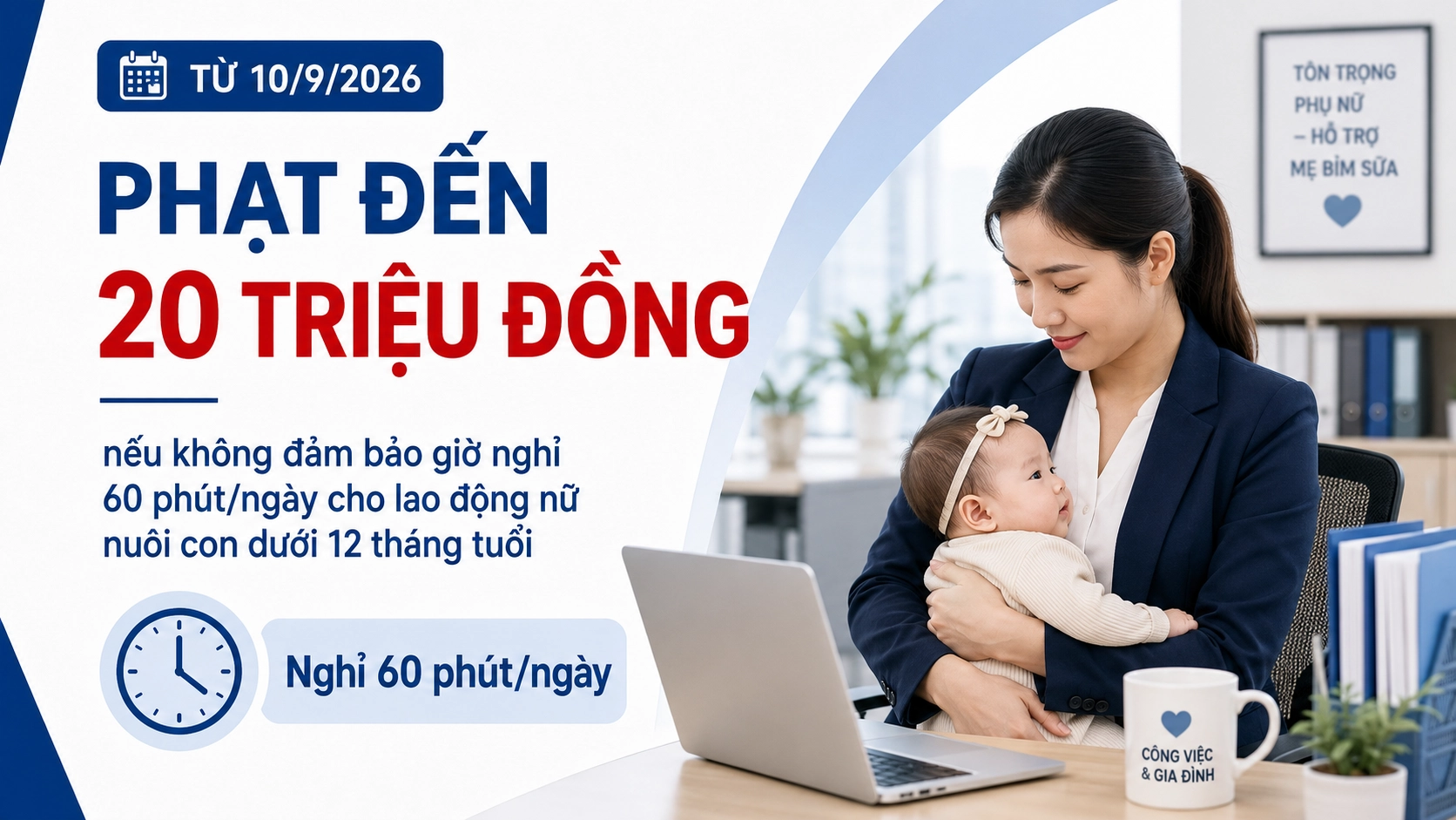 Doanh nghiệp có thể bị phạt tới 20 triệu đồng nếu không đảm bảo giờ nghỉ cho lao động nữ nuôi con nhỏ