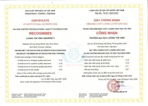 Trường Cao đẳng Dược Sài Gòn đạt chuẩn kiểm định chất lượng cơ sở giáo dục nghề nghiệp