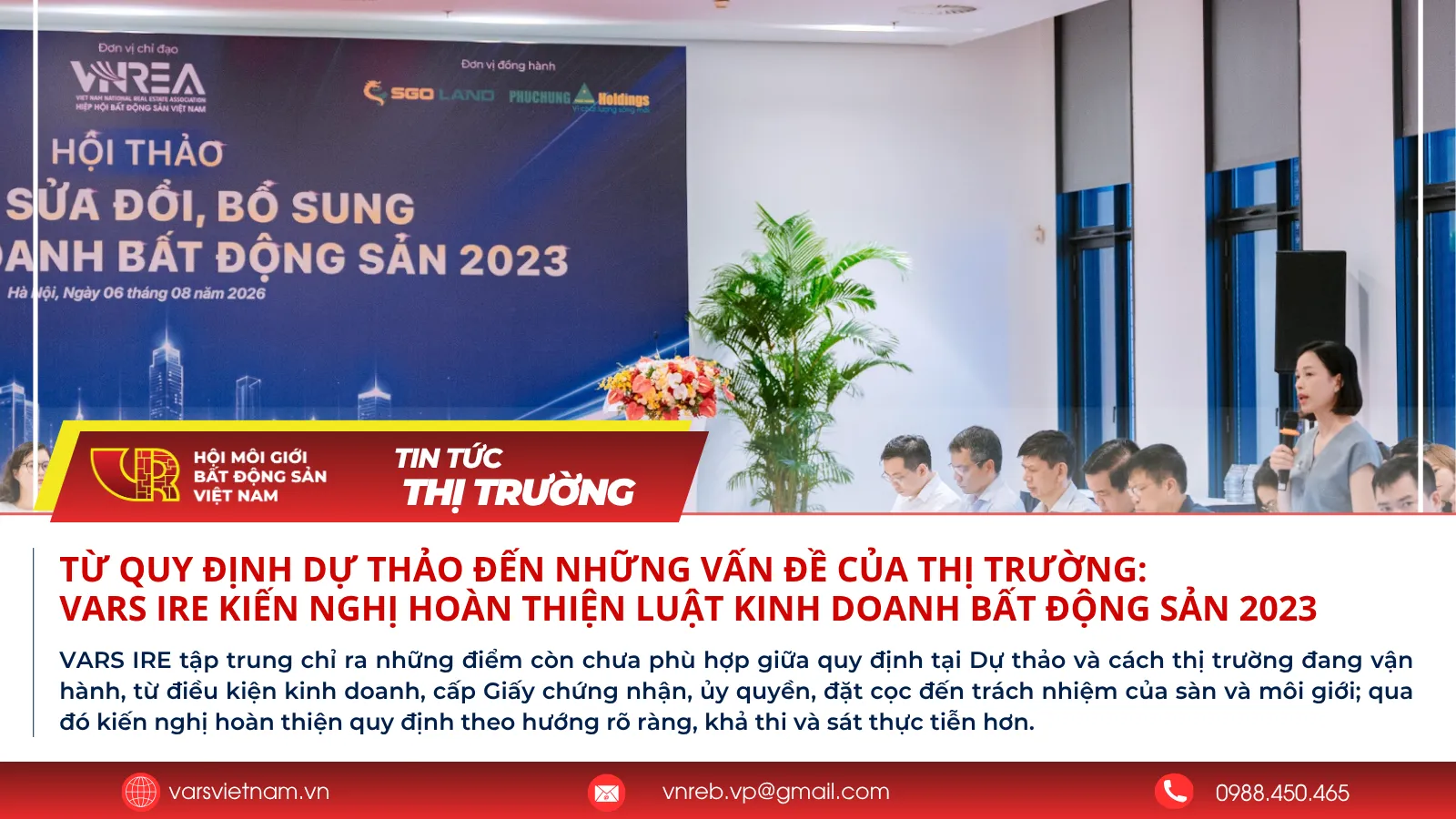 Từ quy định Dự thảo đến những vấn đề của thị trường: VARS IRE kiến nghị hoàn thiện Luật Kinh doanh bất động sản 2023