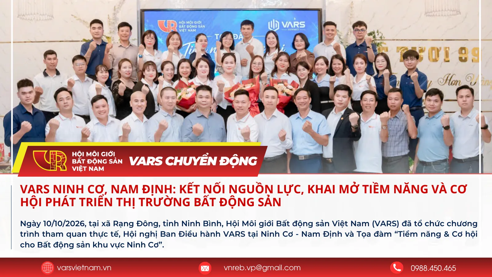 VARS NINH CƠ - NAM ĐỊNH: KẾT NỐI NGUỒN LỰC, KHAI MỞ TIỀM NĂNG VÀ CƠ HỘI PHÁT TRIỂN THỊ TRƯỜNG BẤT ĐỘNG SẢN