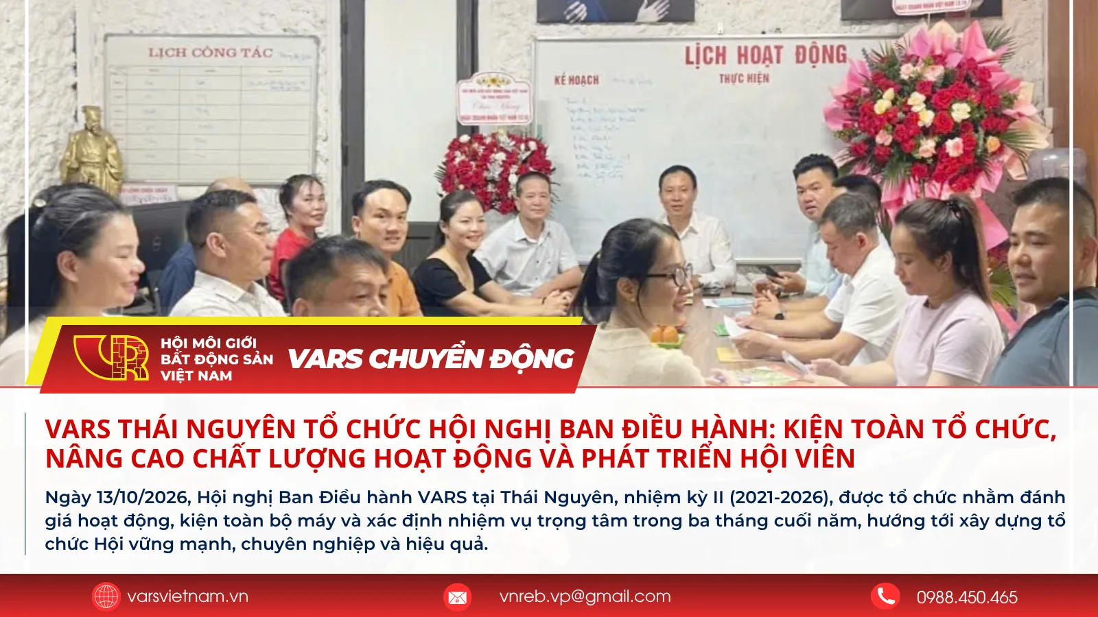 VARS Thái Nguyên tổ chức Hội nghị Ban Điều hành: Kiện toàn tổ chức, nâng cao chất lượng hoạt động và phát triển hội viên