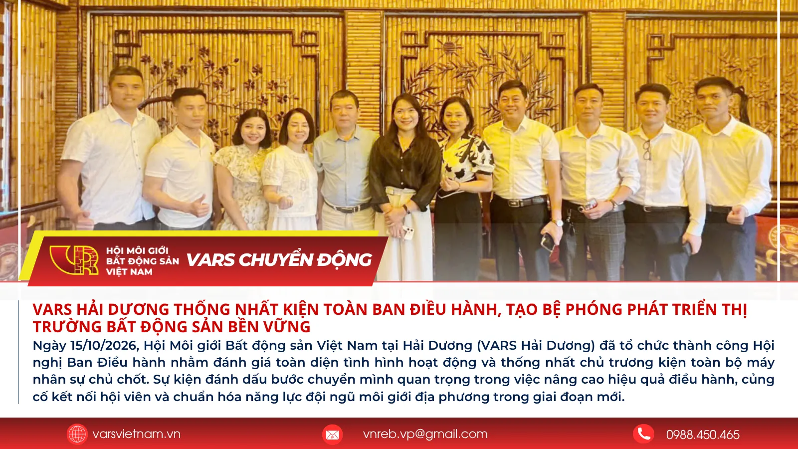VARS Hải Dương thống nhất kiện toàn Ban Điều hành, tạo bệ phóng phát triển thị trường bất động sản bền vững