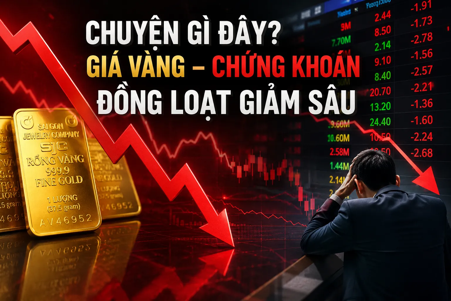 Cơn địa chấn chiều 8/6: Cả vàng và chứng khoán cùng rủ nhau lao dốc mạnh