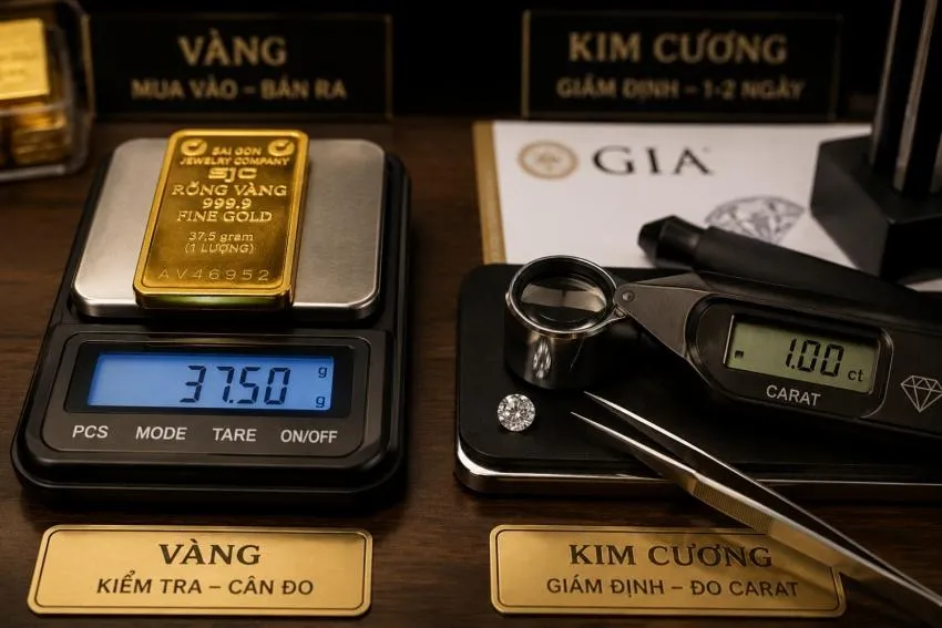 Giá trị của vàng, bạc và kim cương được xác nhận lúc mua hay lúc bán?
