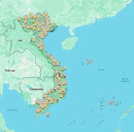 Bản đồ số vùng nguyên liệu: