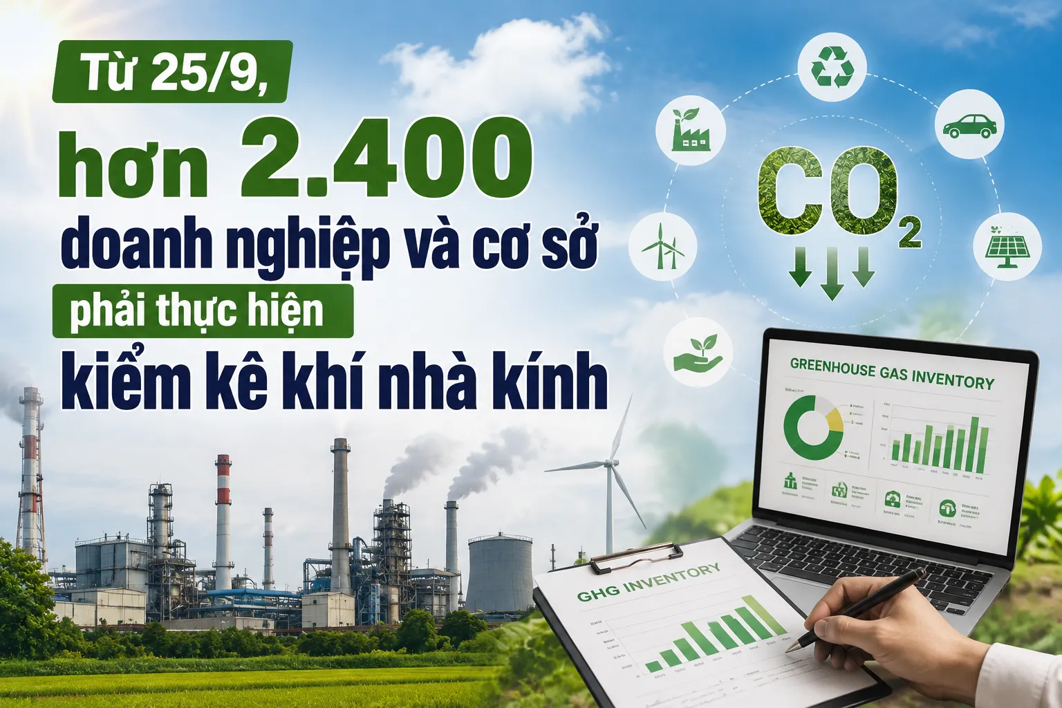 Từ 25/9, hơn 2.400 doanh nghiệp và cơ sở phải thực hiện kiểm kê khí nhà kính