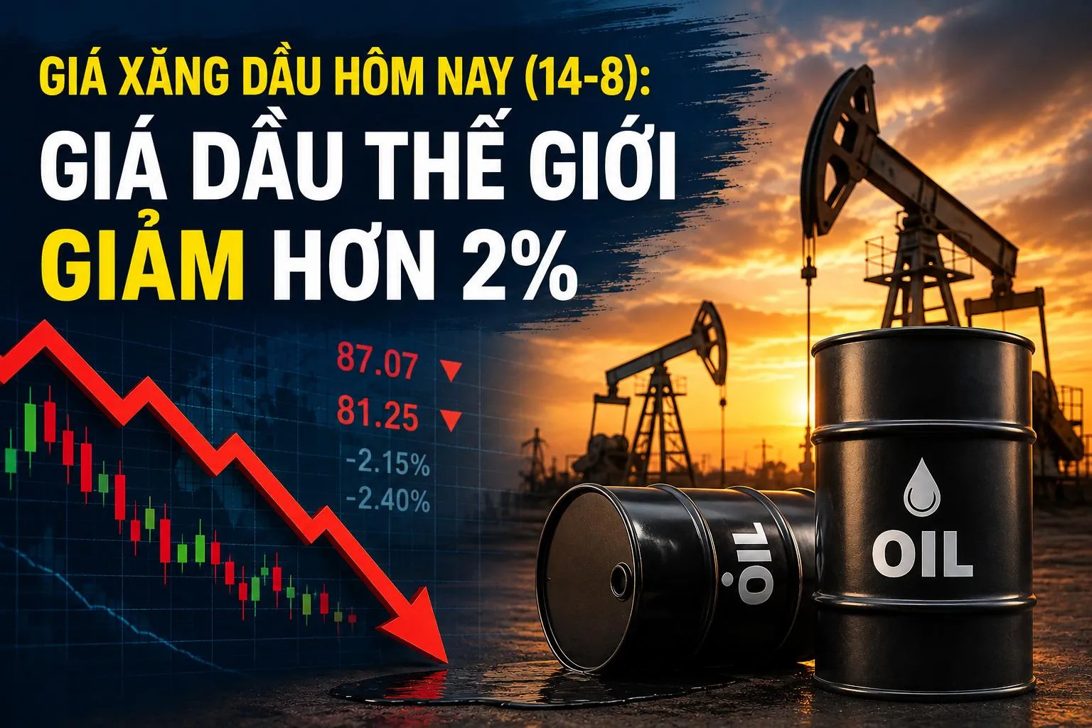 Giá xăng dầu hôm nay (14-8): Dầu thế giới giảm hơn 2%, giá xăng trong nước tiếp tục hạ