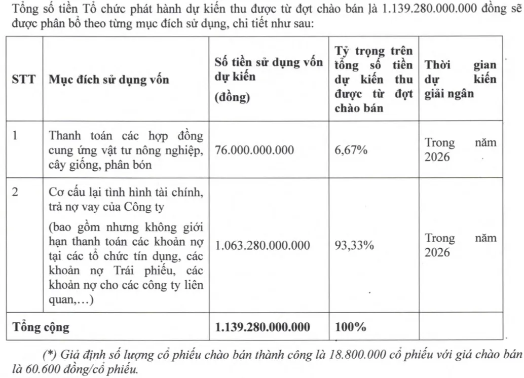 HGI dự kiến huy động tối đa 1.139,28 tỷ đồng từ đợt IPO để bổ sung vốn phục vụ sản xuất và cơ cấu tài chính. Nguồn: HGI.