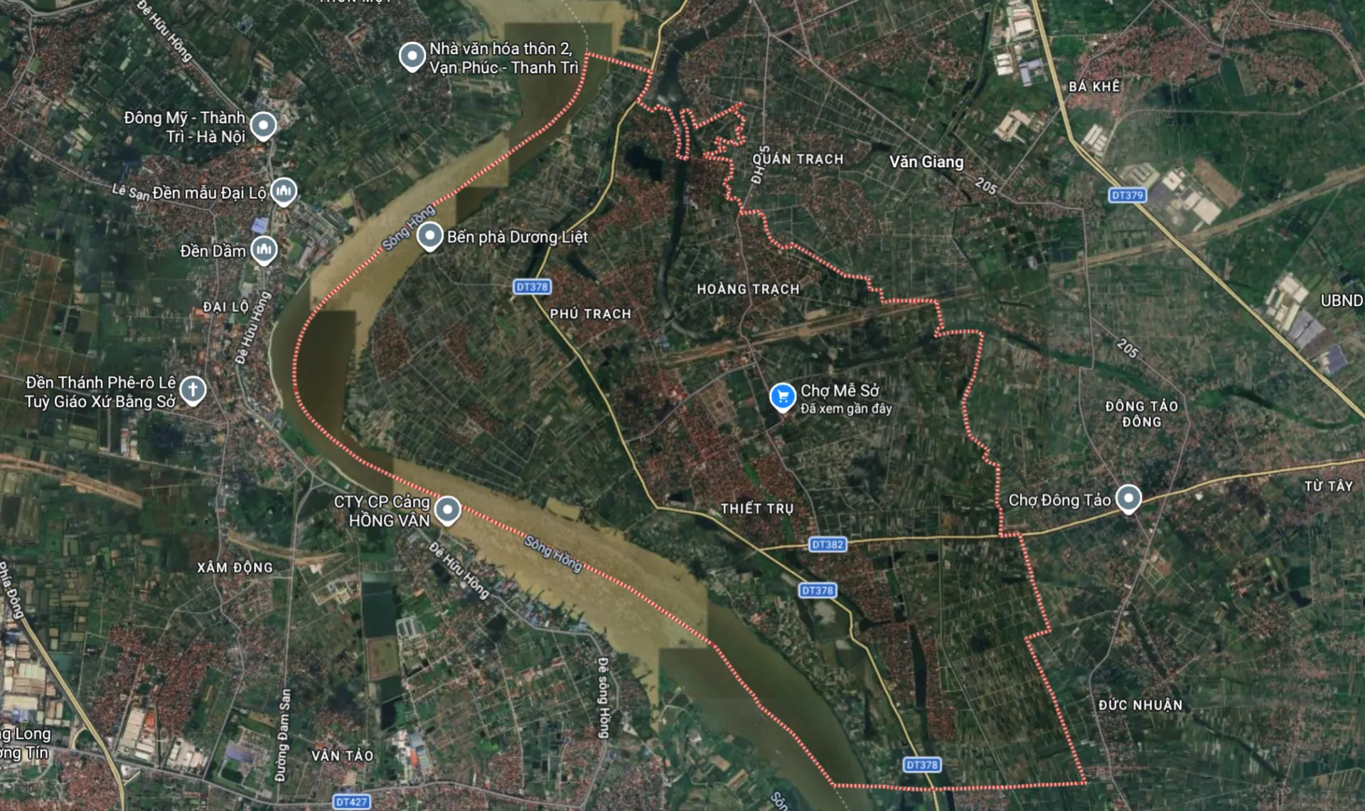 Xã Mễ Sở trên Map vệ tinh. Ảnh chụp màn hình