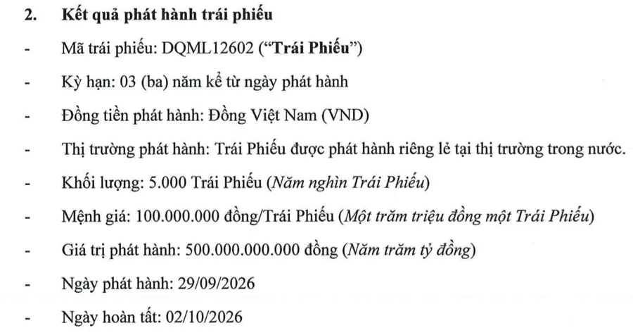 Thông tin về lô trái phiếu của Đại Quang Minh. Ảnh: HNX